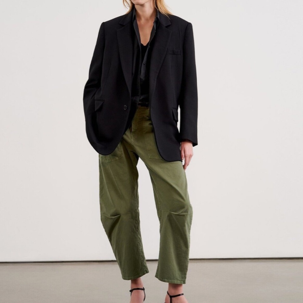 Nili Lotan Shon Pant Bow Leg Carpenter 00 Camo Green